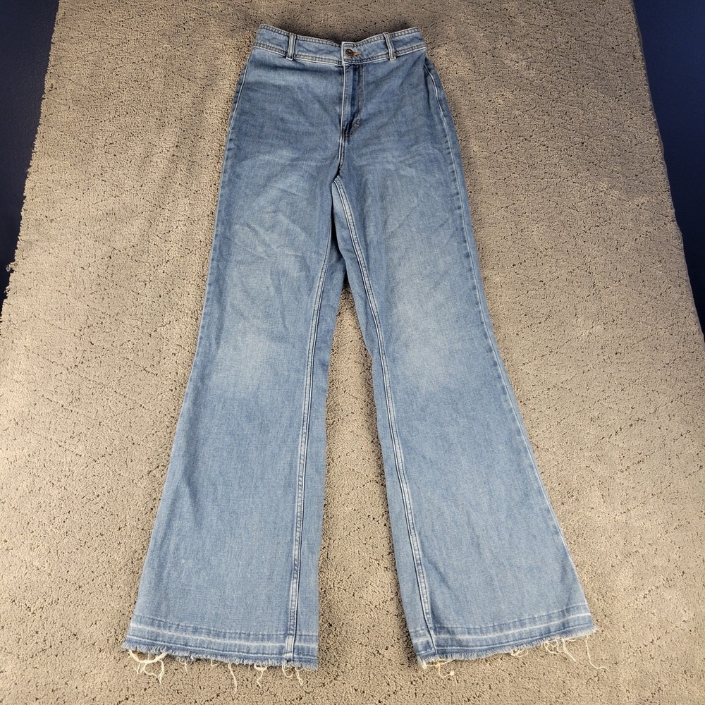 We The Free Jeans Womens 27 Blue Bell Flare Denim High Rise Hippie Festival